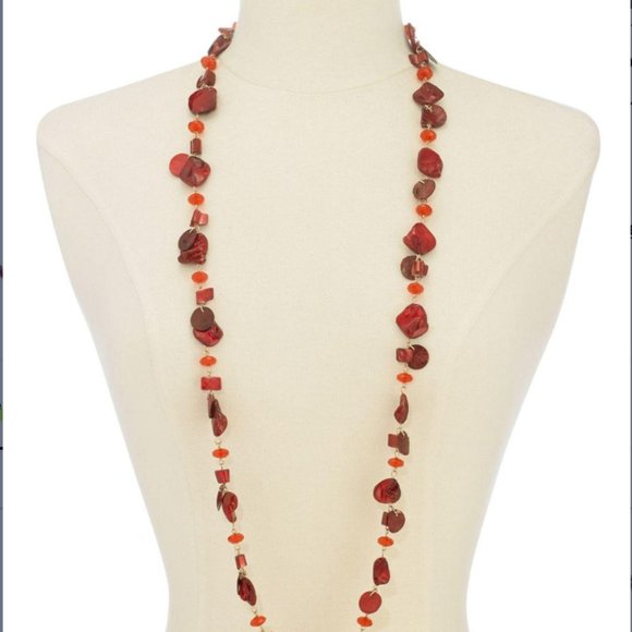 Style & Co Red Shell Rope Long Necklace - Picture 2 of 2